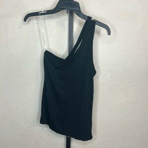 396 - Project Social NWT Black One Shoulder Top, Size Large